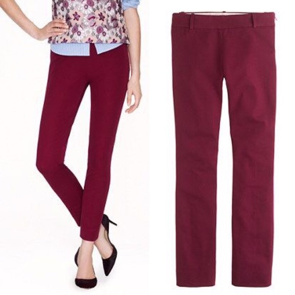 J. Crew Minnie Pant Stretch Twill Cabernet Red 00 - Picture 1 of 7